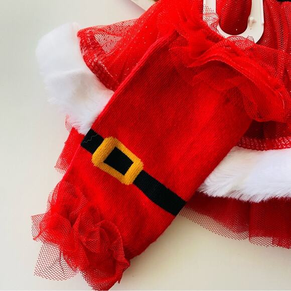 Baby Essentials | 4 Piece Santa Tutu Leg Warmer Bow Outfit NWT 9 Months - Picture 4 of 10